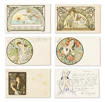 ALPHONSE MUCHA (1860-1939).  [ALPHONSE MUCHA POSTCARDS]. Collection of 115 postcards. Circa 1898-1911. Each approximately 5½x3½ inches,